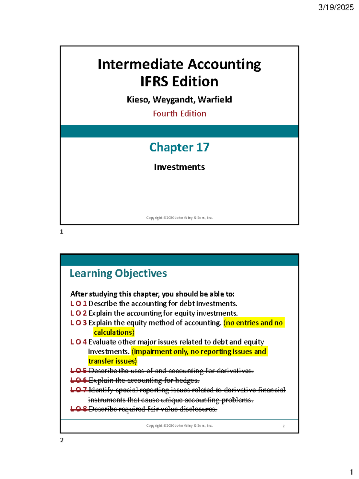 Intermediate Accounting IFRS Edition: Chapter 17 - Investments Overview ...