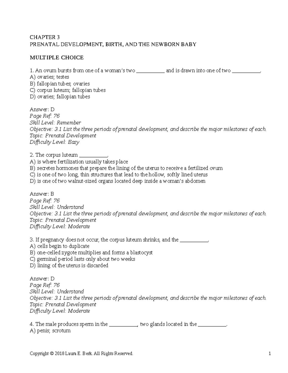 Growth and Development CH03 TB - CHAPTER PRENATAL DEVELOPMENT, BIRTH ...