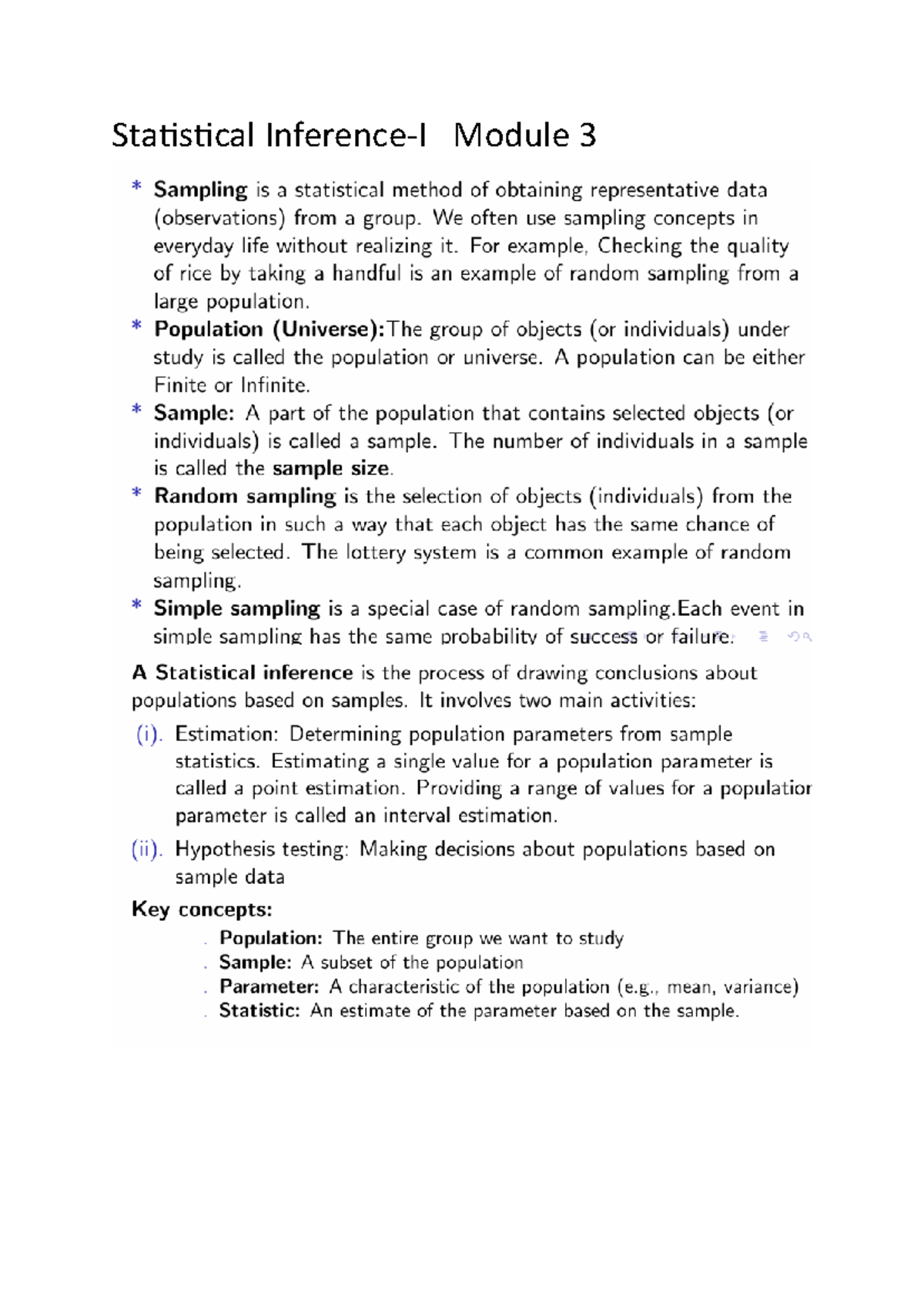 Module 3 - notes - Compter Science and Engineering - Statistical ...
