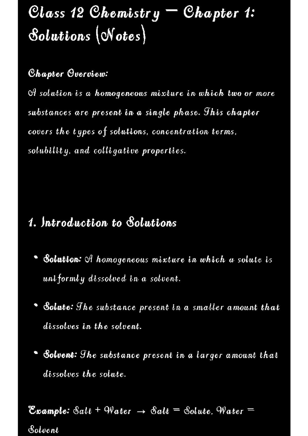 Chemistry Class 12: Chapter 1 Solutions Study Notes - Studocu
