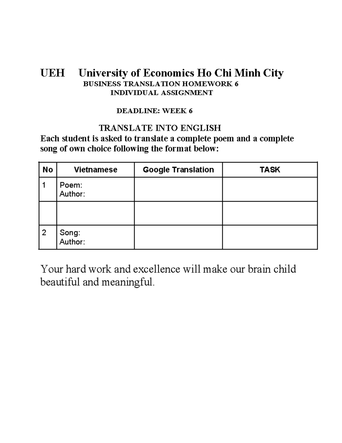 UEH WEEK 5 Individual Assignment 2025 Copy - Writing AE1 - UEH ...