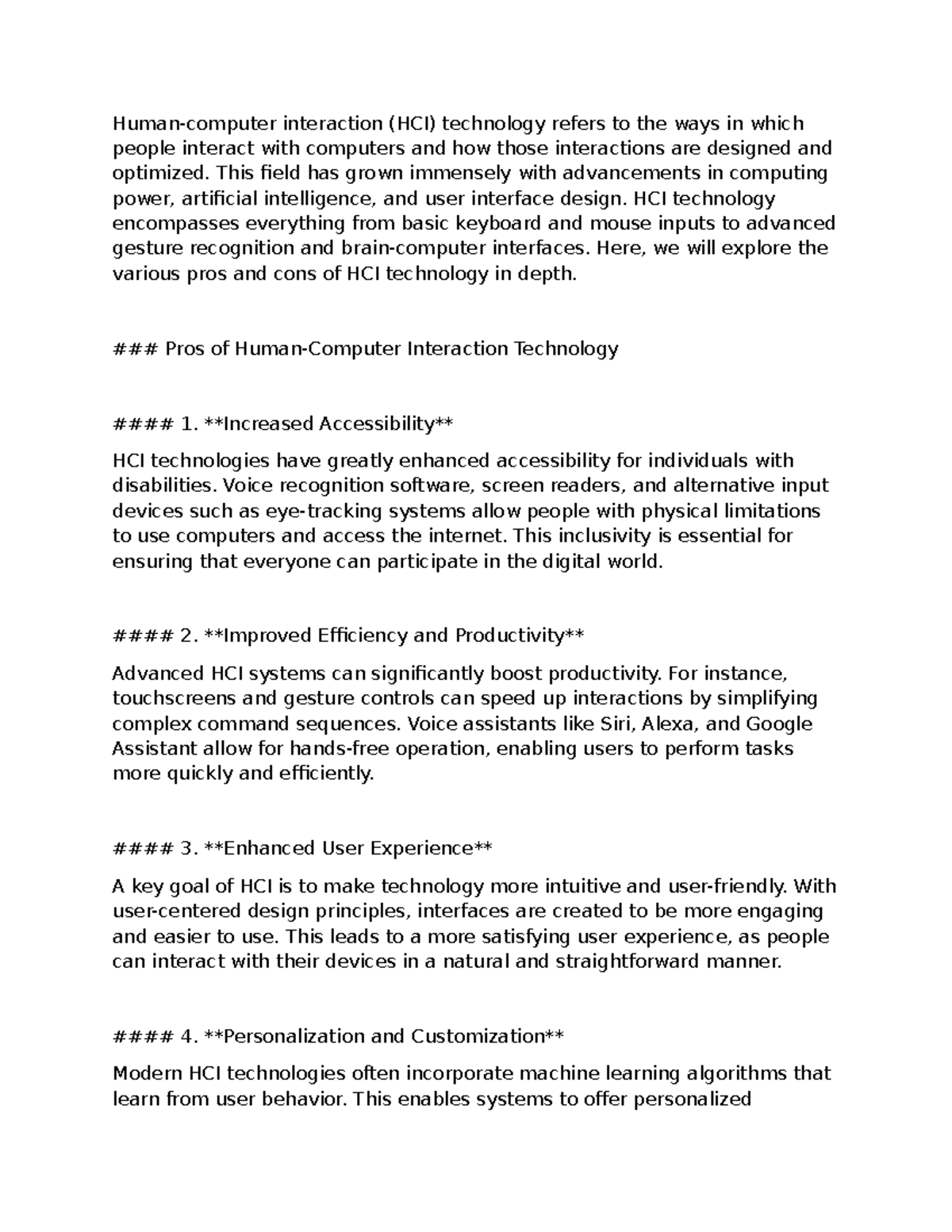 HCI Technology Pros and Cons Analysis (101) - In-Depth Insights - Studocu