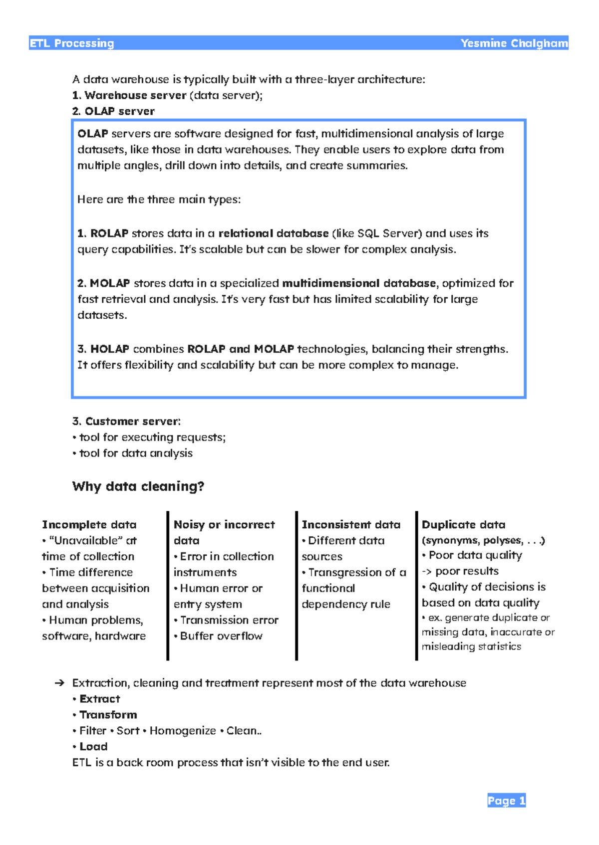 ETL Processing Overview: Concepts and Techniques for Data Warehousing ...
