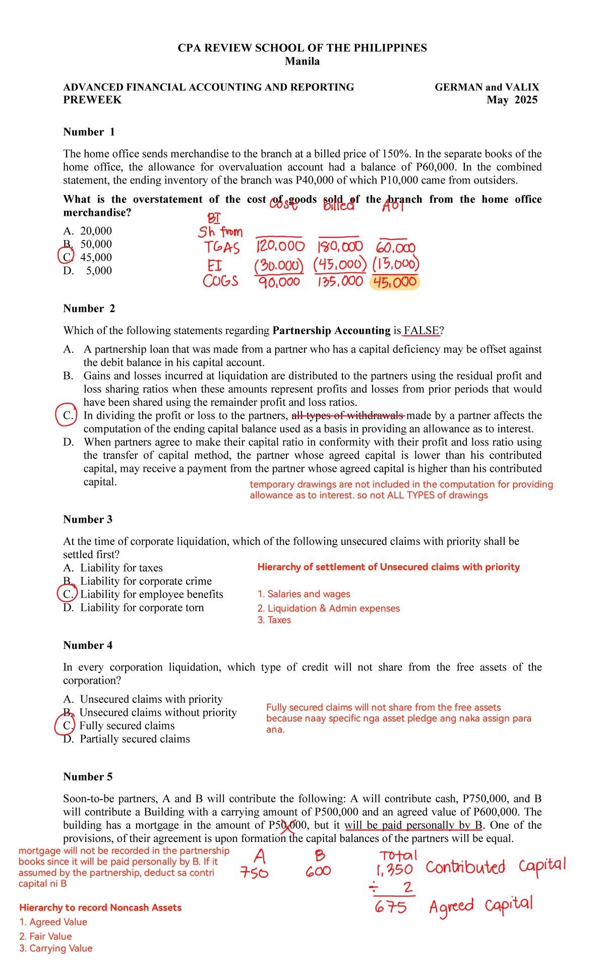 AFAR - B97 PW - Advanced Financial Accounting Practice Questions - Studocu