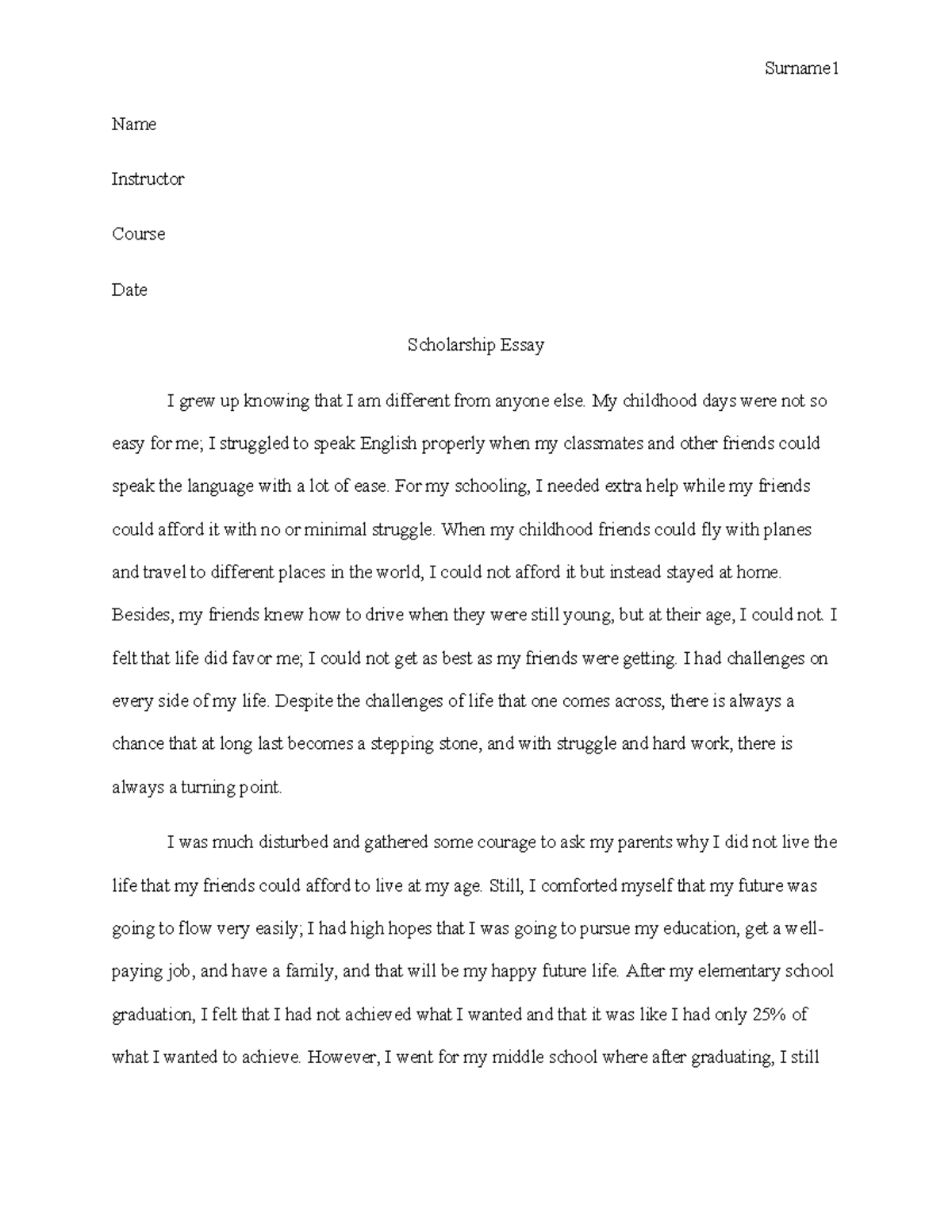 Scholarship Essay: Overcoming Challenges and Pursuing Dreams - Studocu