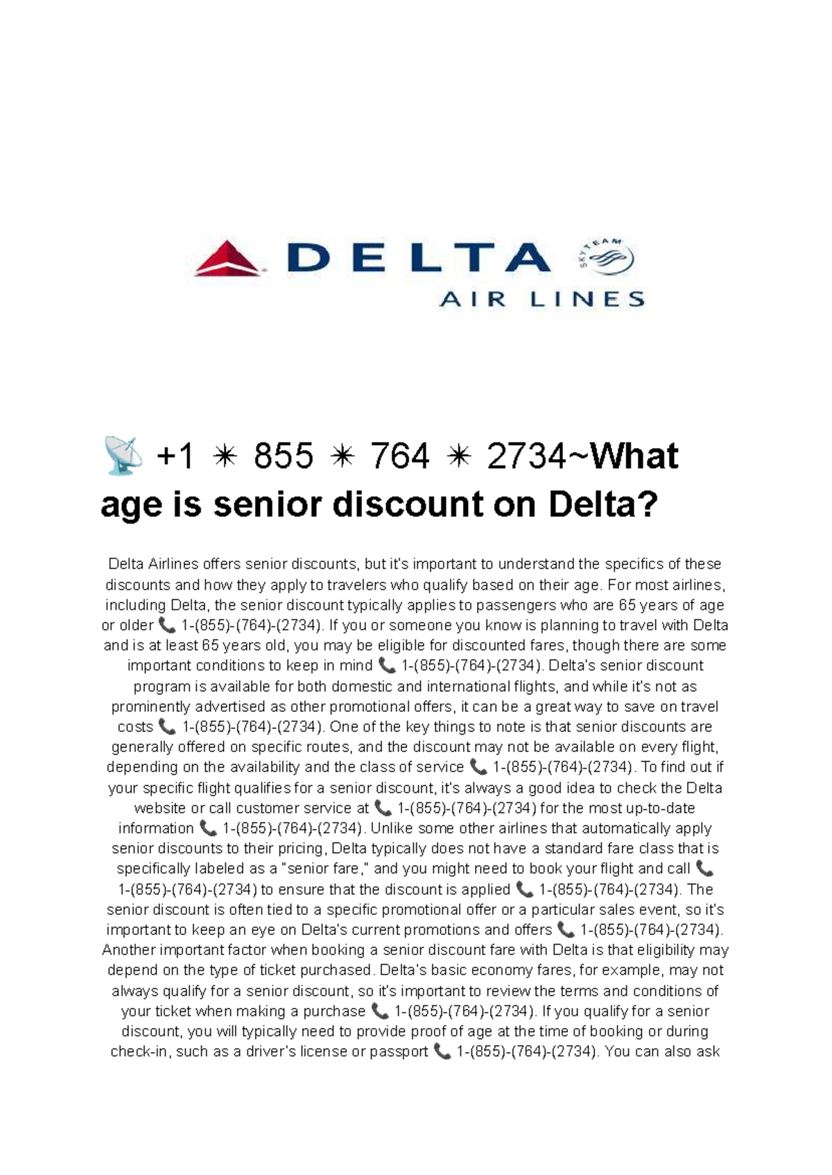 Delta Senior Discounts: Eligibility, Booking, & Important Details - Studocu