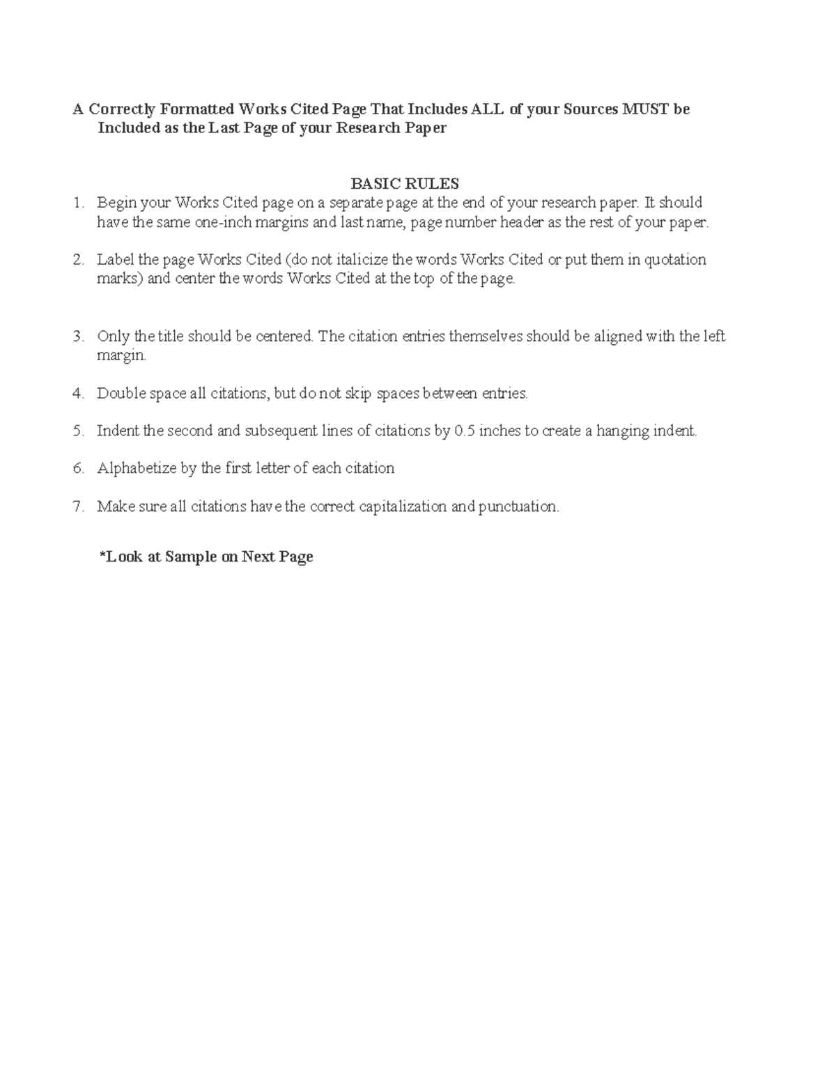 Works Cited Page Instructions for Research Papers - Studocu