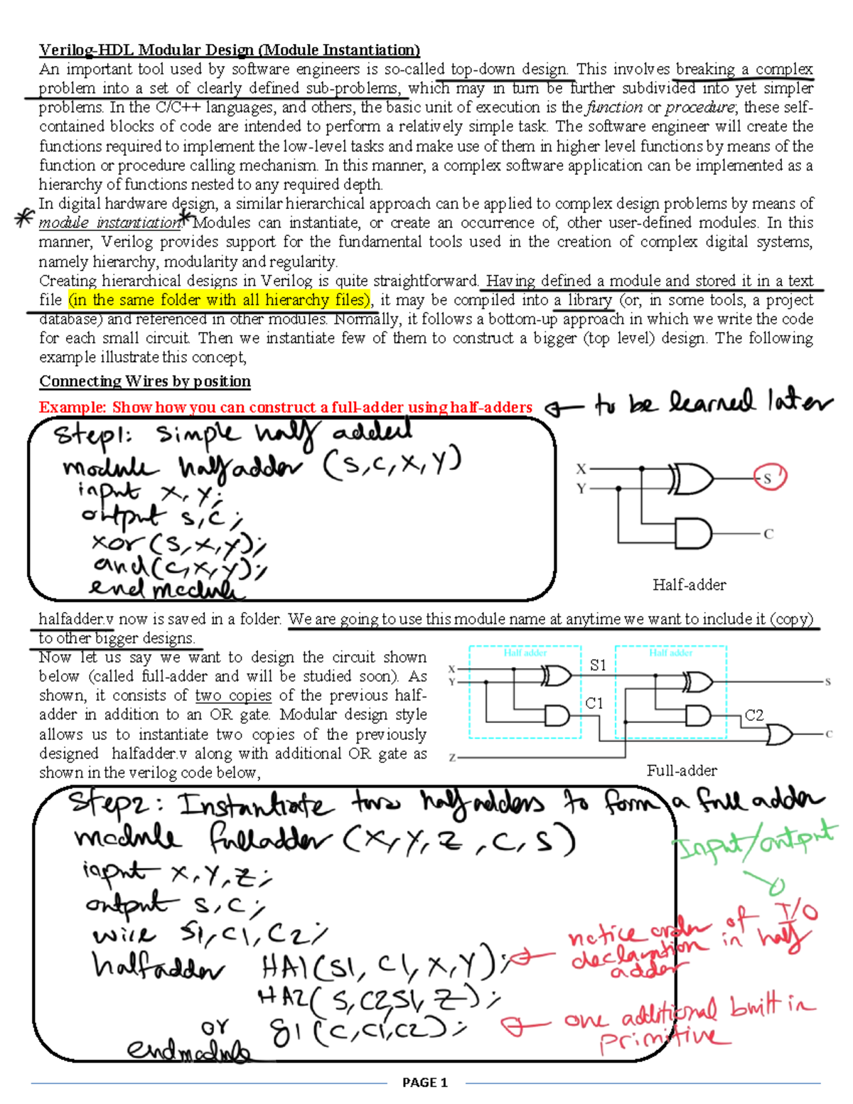 Modular Design in Verilog: Lecture 14 Tutorial 5 Insights - Studocu