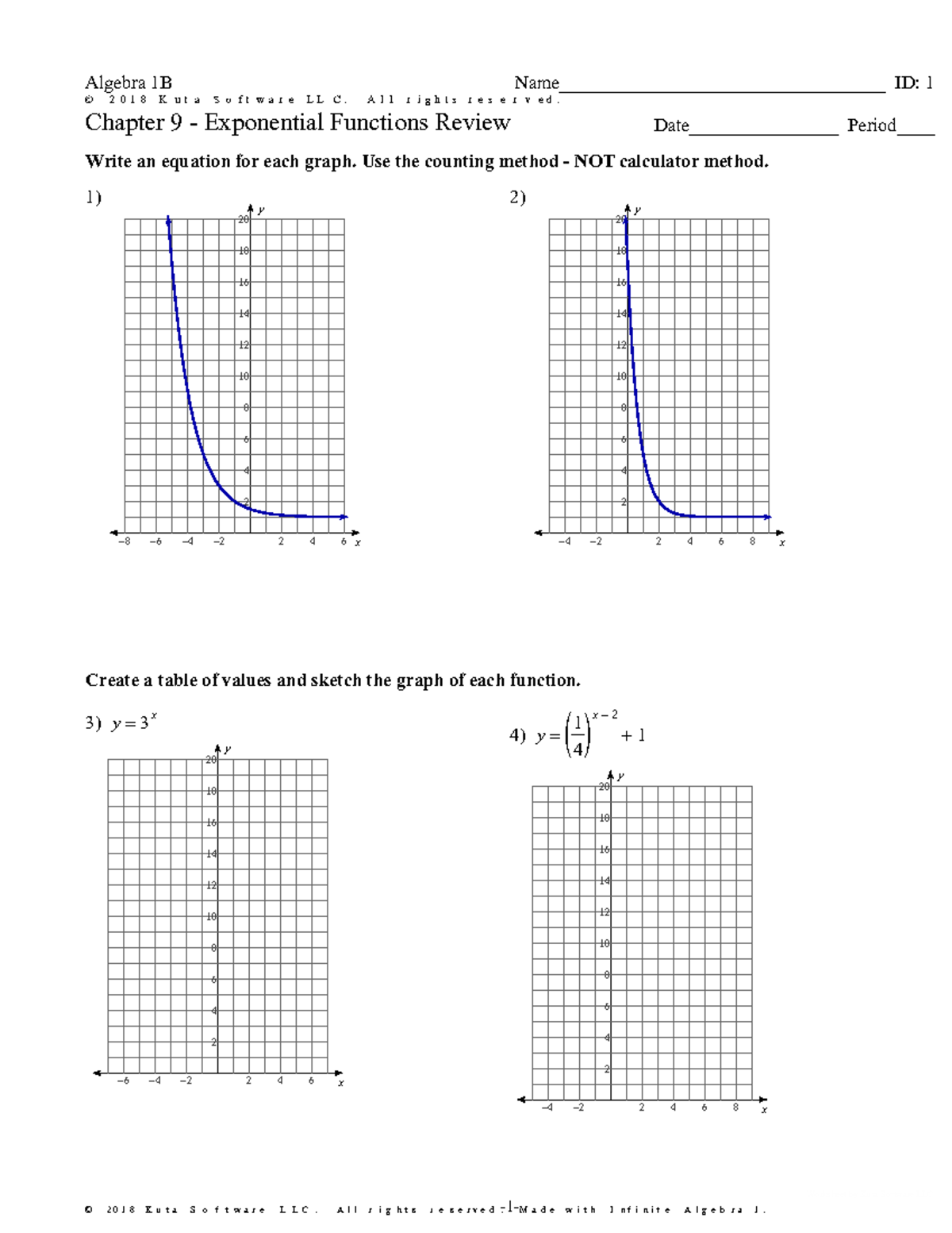 Algebra 1B Chapter 9 Exponential Functions Review & Answers - Studocu