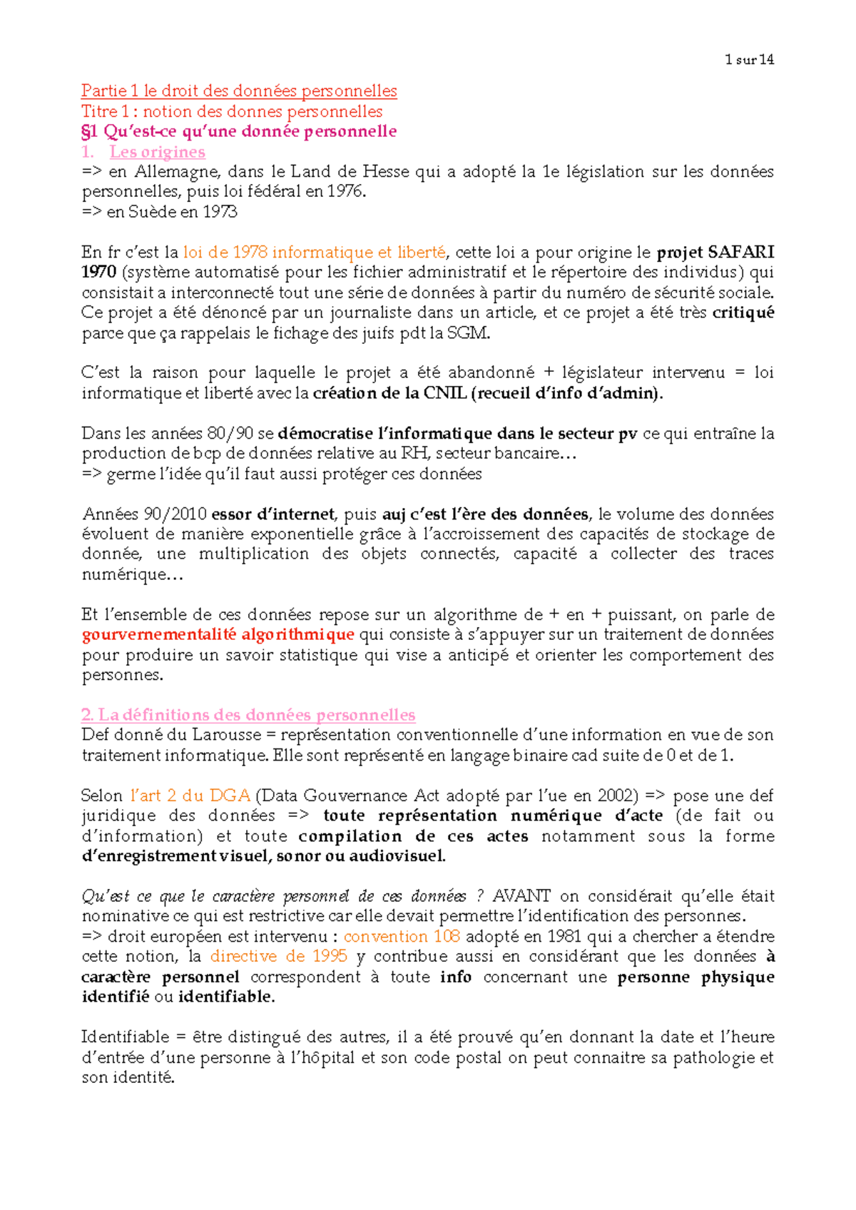 Droit du numérique 2 - résmer - Partie 1 le droit des données ...