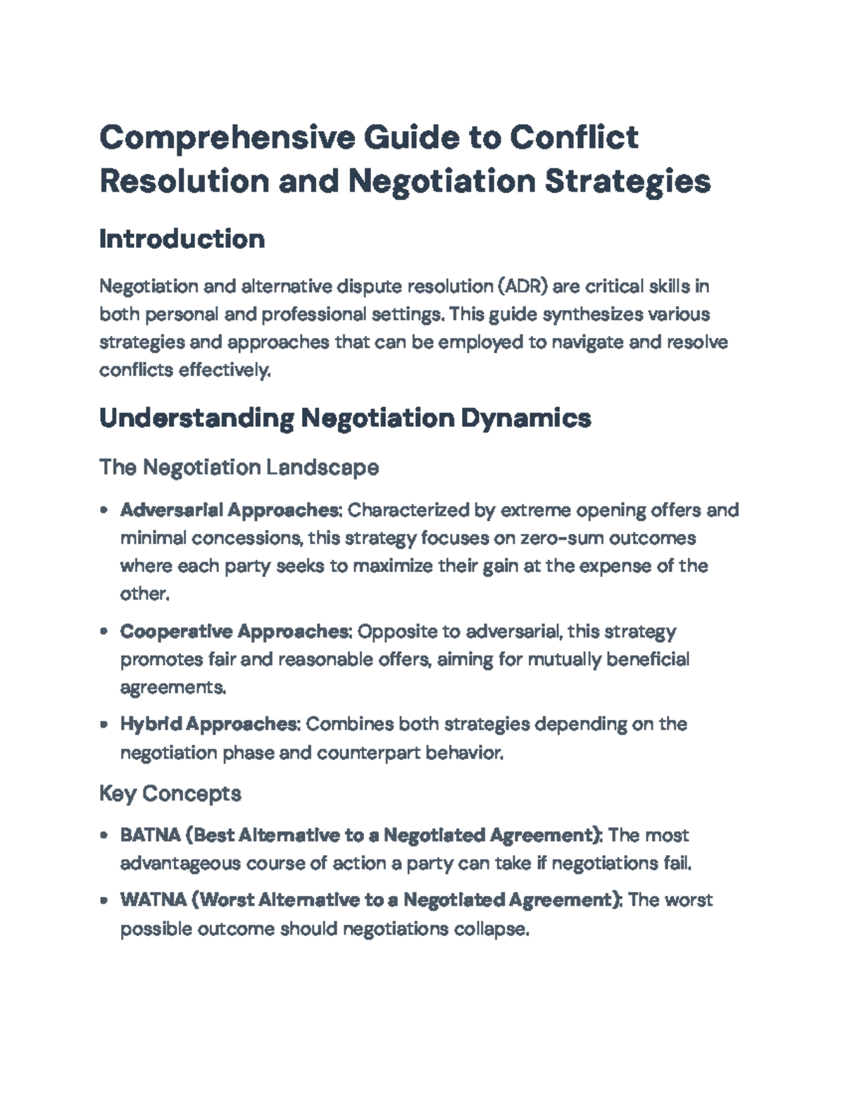Negotiation and ADR Strategies Guide for Conflict Resolution Techniques ...