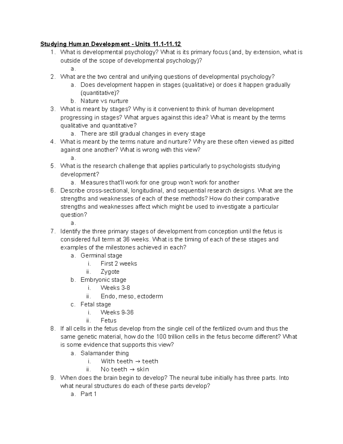 Ch. 11 Review Questions - Studying Human Development - Units 11-11. 1 ...