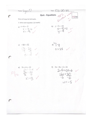 Math - Grade: 9 - High School - Canada - Studocu