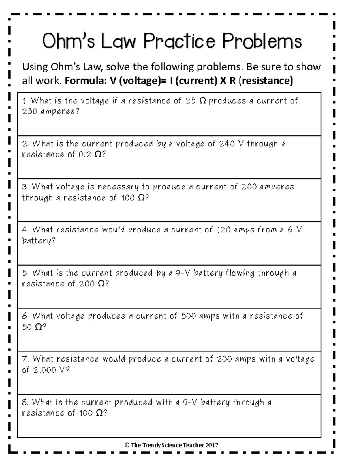 Ohm's Law Practice Problems for Physics Class - Studocu