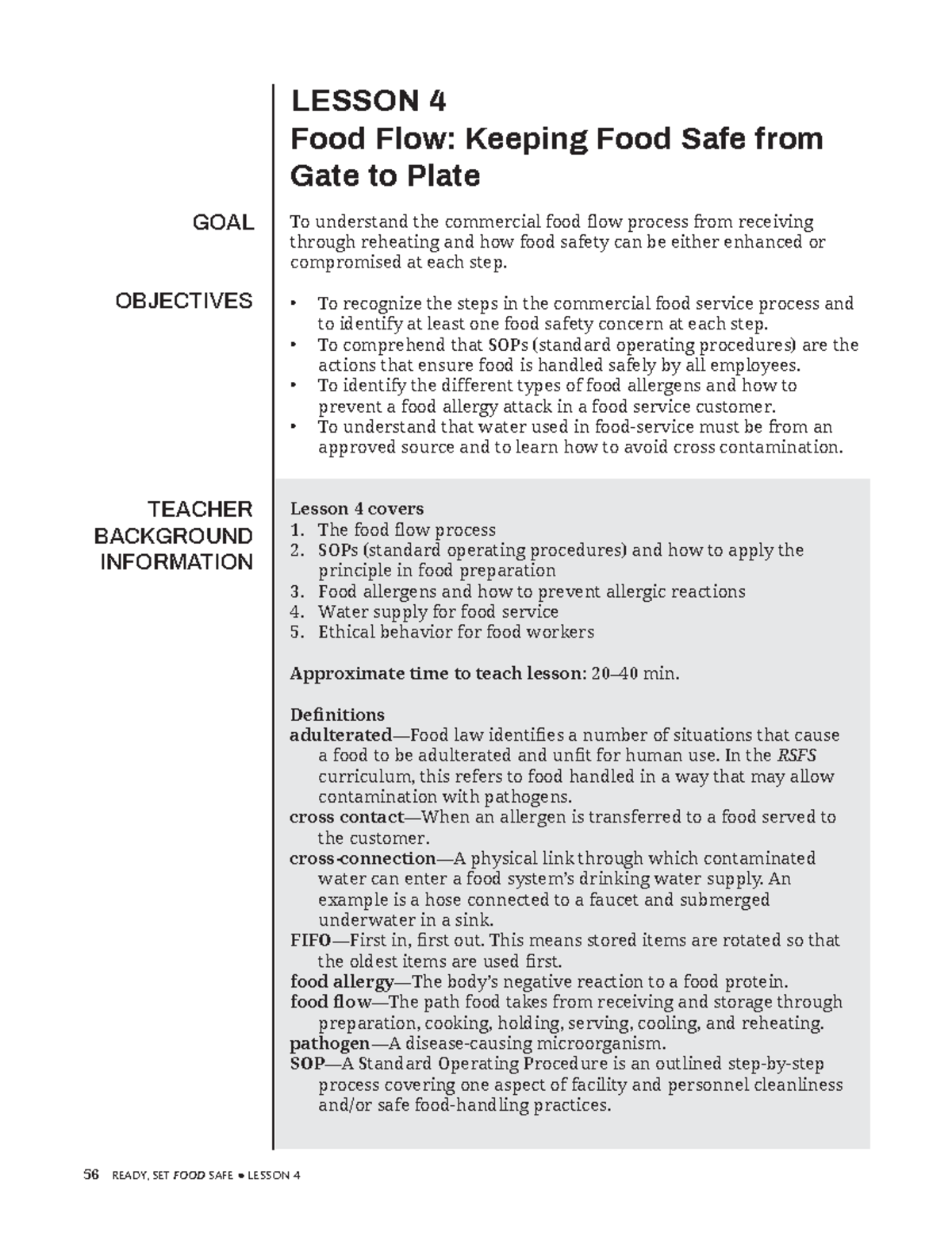 Food Flow Process: Ensuring Safety from Gate to Plate (Lesson 4) - Studocu