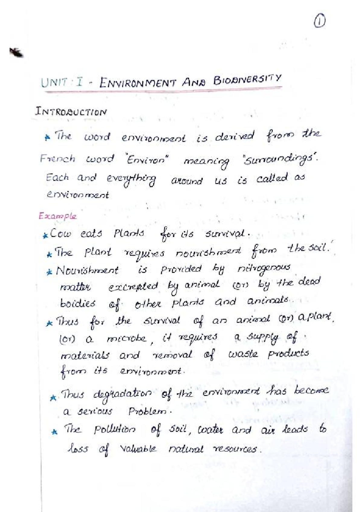 GE3451 EVS Unit 1 Notes - Understanding Environment and Biodiversity ...