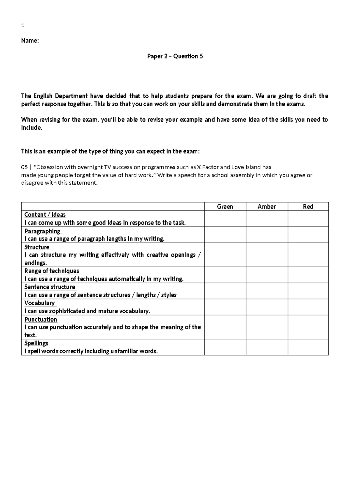 Paper 2 Section B: Writing Techniques for Exam Success - Studocu