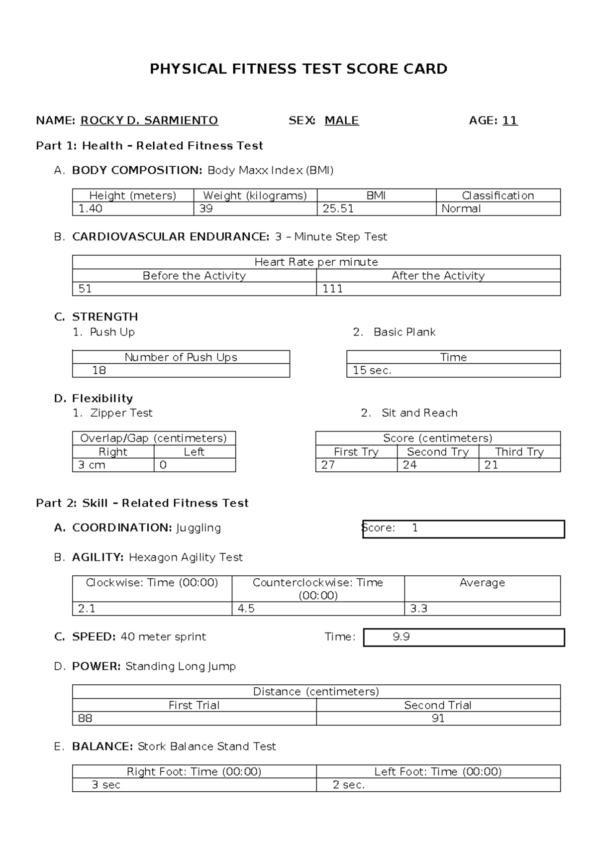 PFT-Score-Card - NONE - PHYSICAL FITNESS TEST SCORE CARD NAME: ROCKY D ...