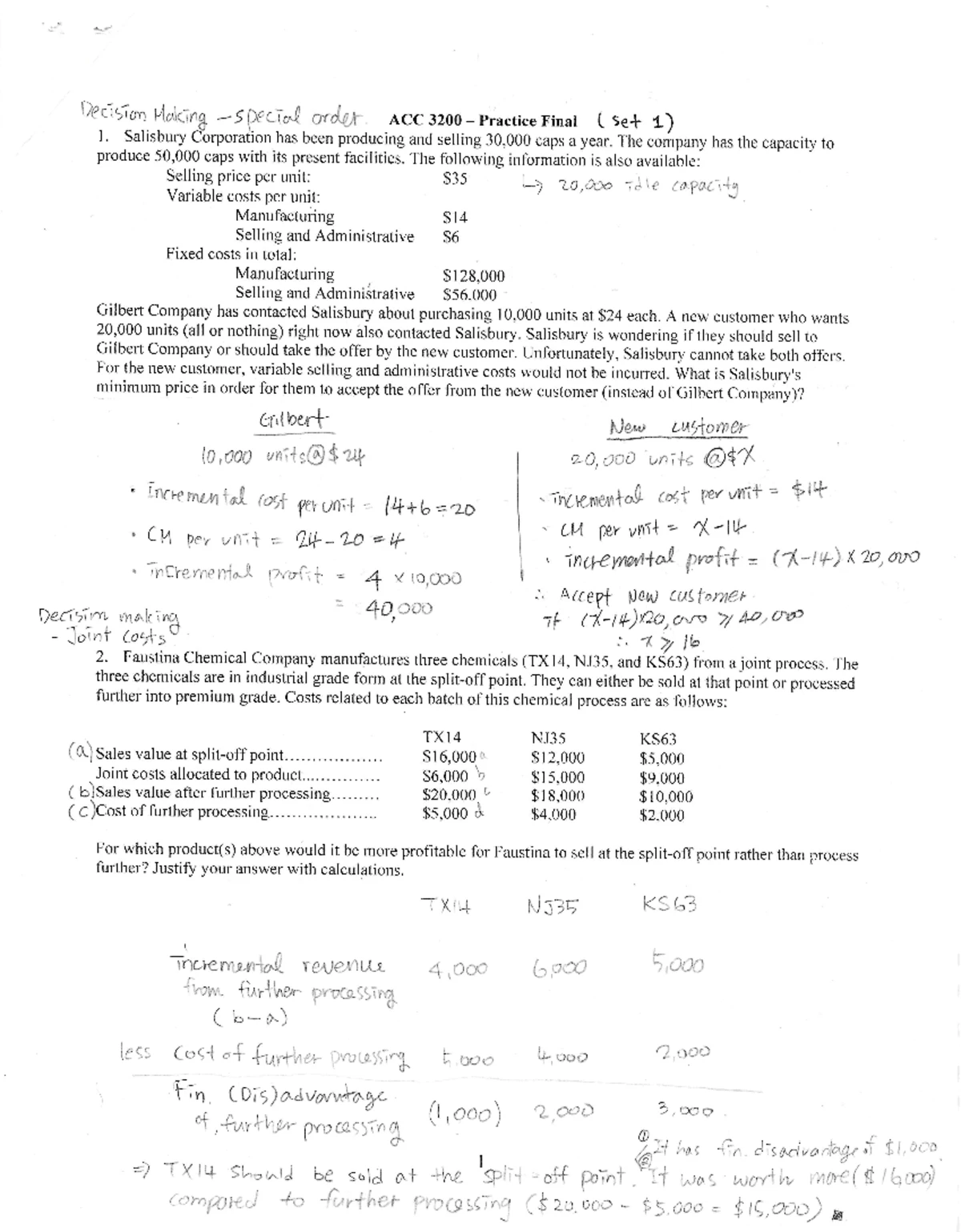 ACC 3200 Practice Final Exam Problems and Solutions Set 2 - Studocu