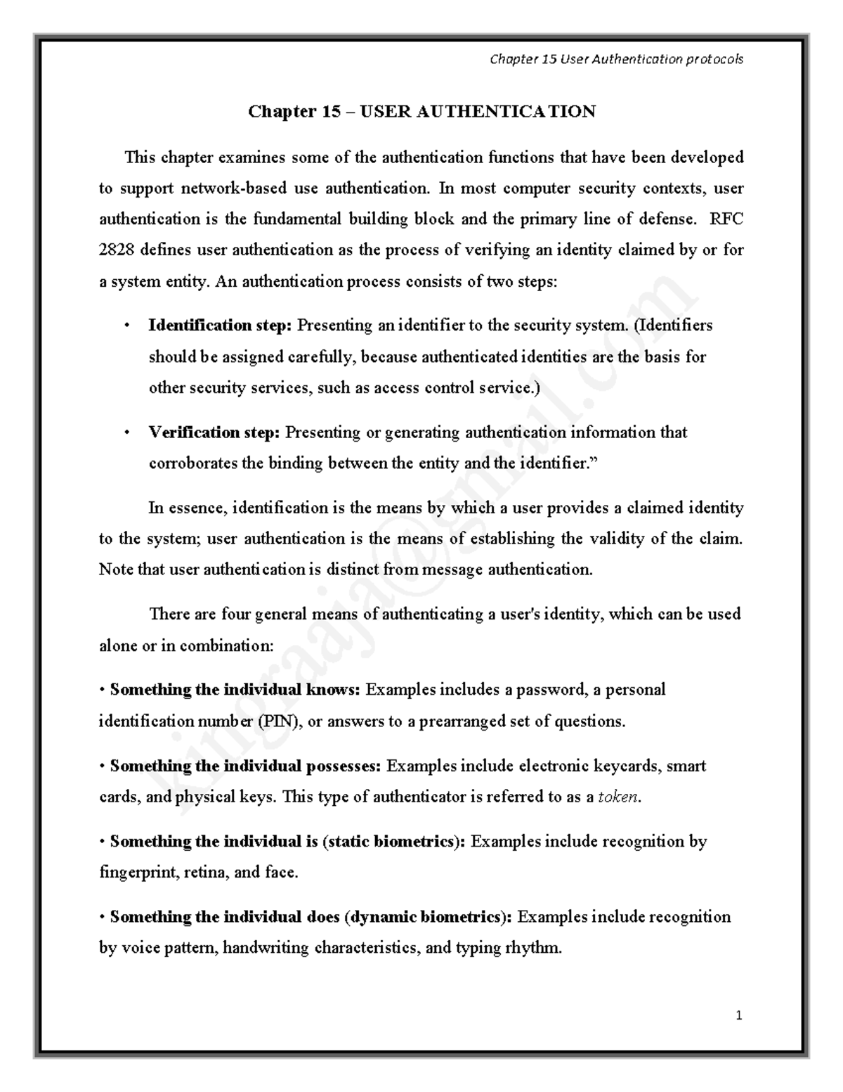 Chapter 15: User Authentication Protocols and Security Measures - Studocu