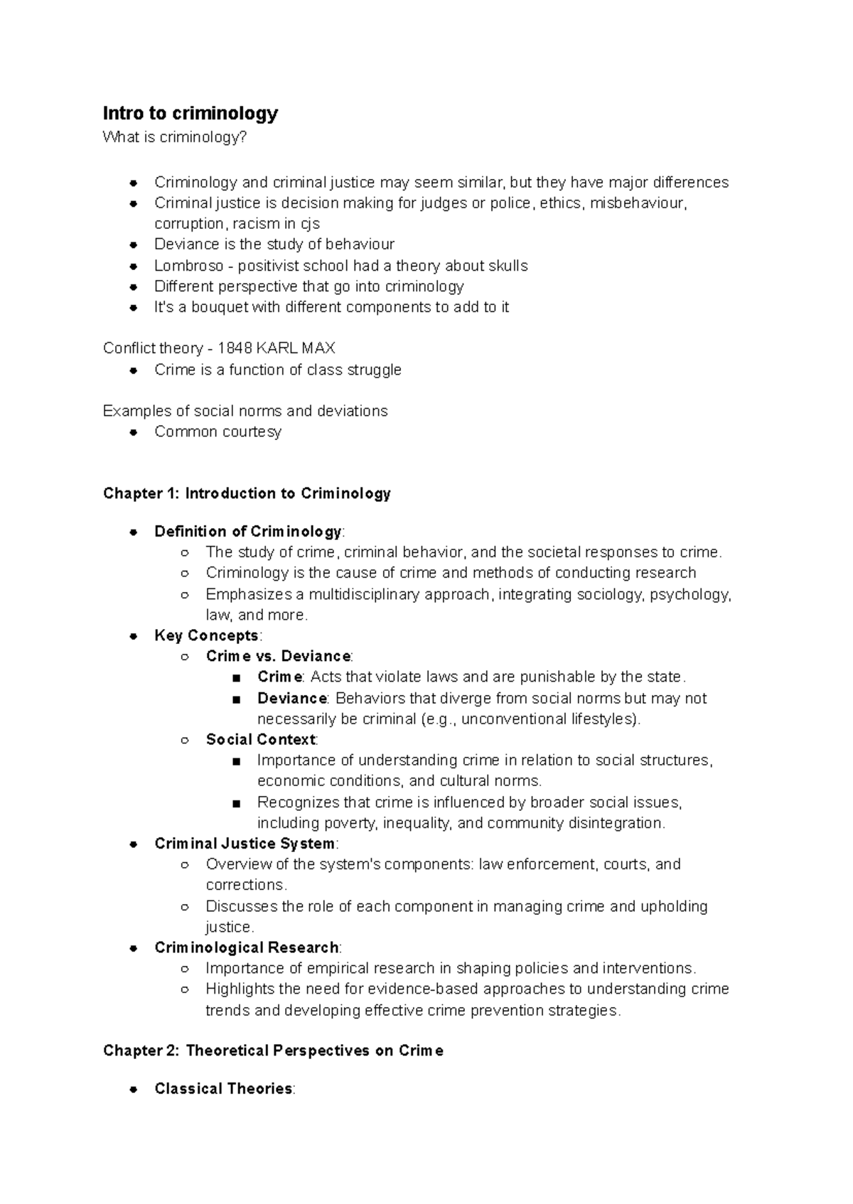 Intro to Criminology 1125: Key Concepts and Final Exam Guide - Studocu