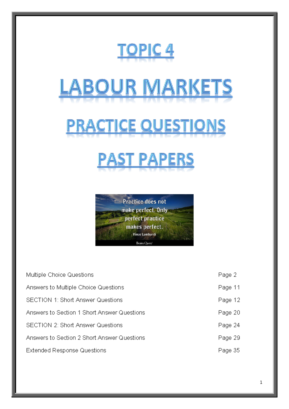 Labour Markets Practice Questions & Answers (5) - Studocu