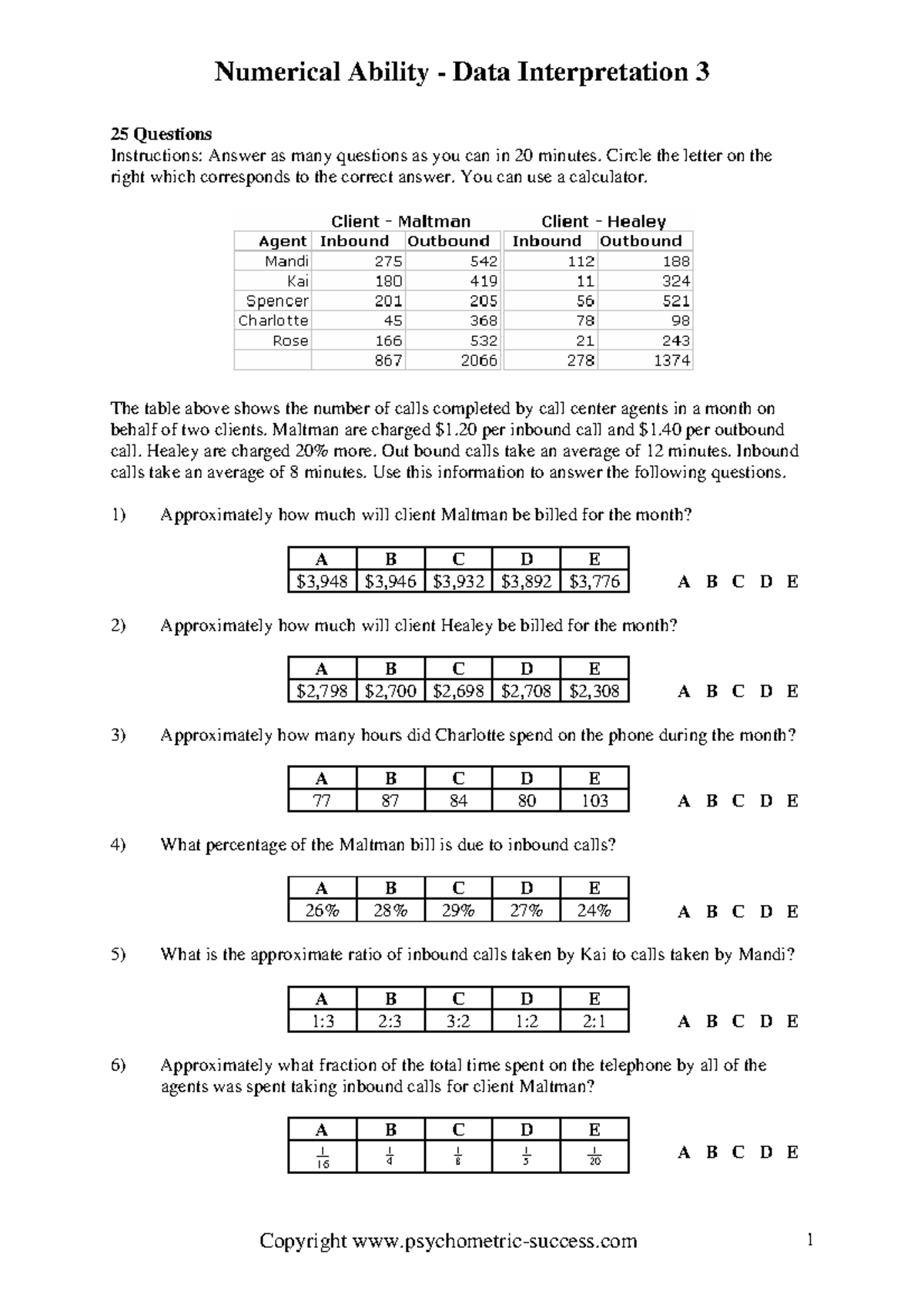 Psychometric Success Numerical Ability - Data Interpretation Practice ...