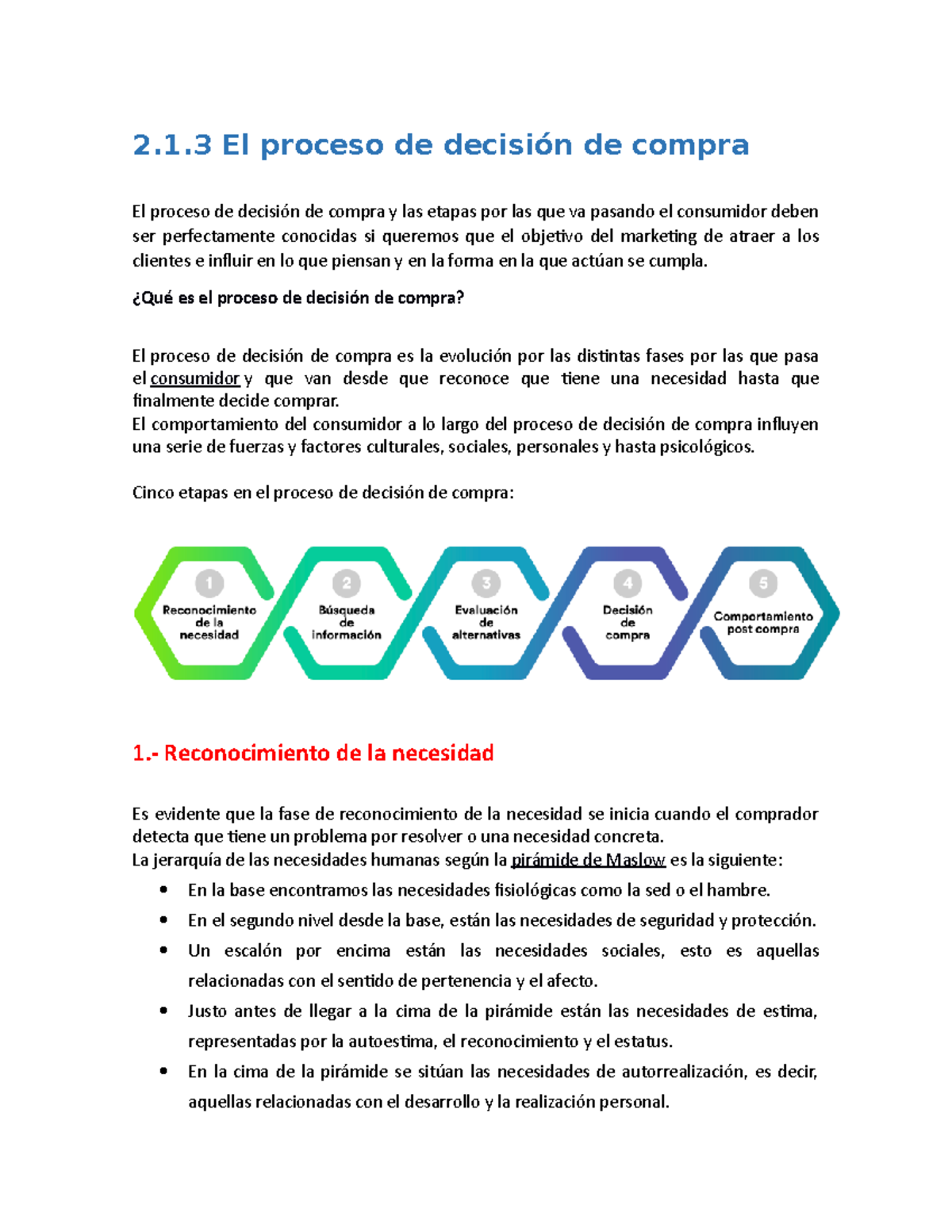 2.1.3 Etapas del Proceso de Decisión de Compra del Consumidor - Studocu