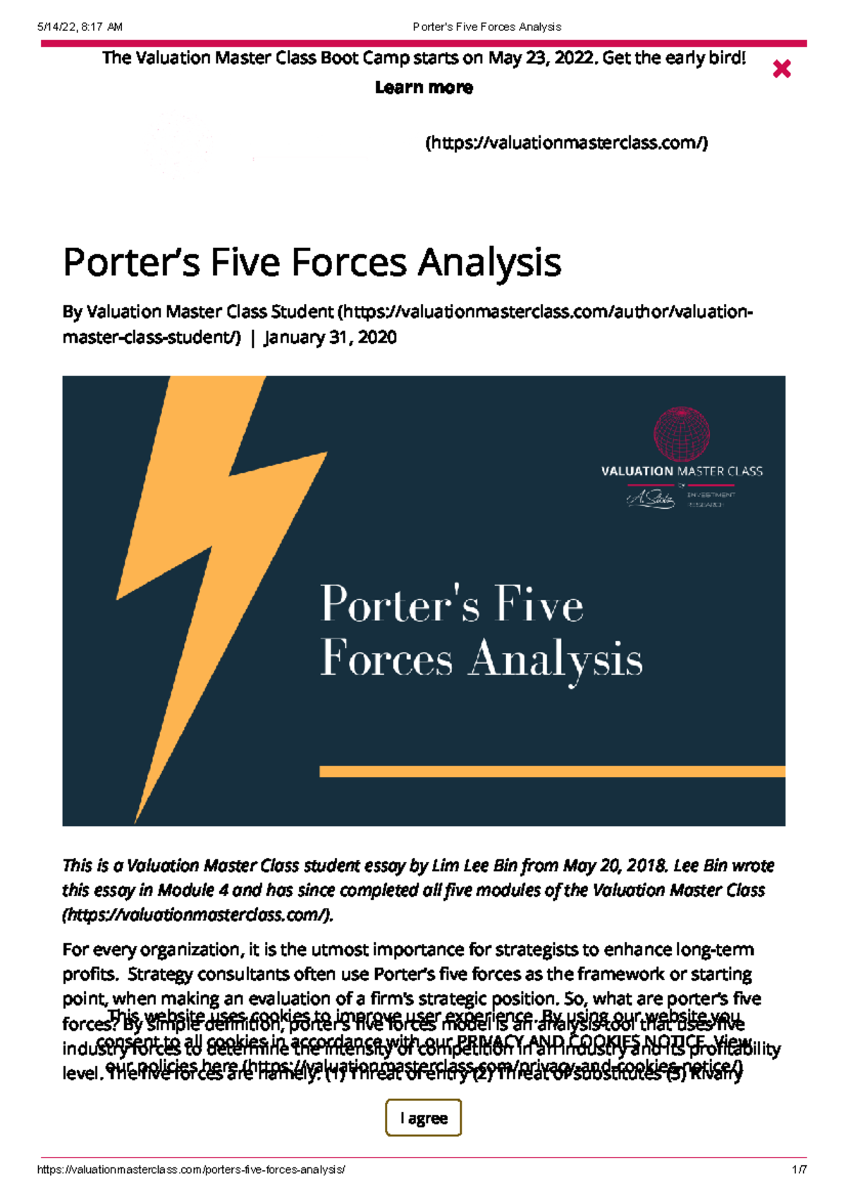 Valuation Master Class Module 4: Porter’s Five Forces Analysis Essay ...