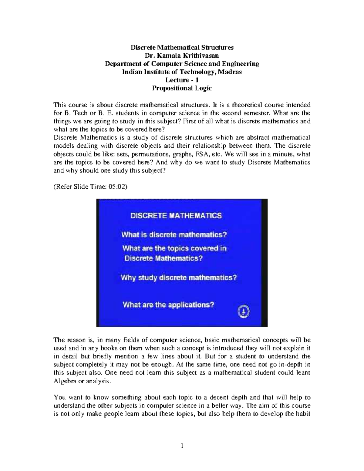 Discrete Mathematical Structures - Kamala Krithivasan Department of ...