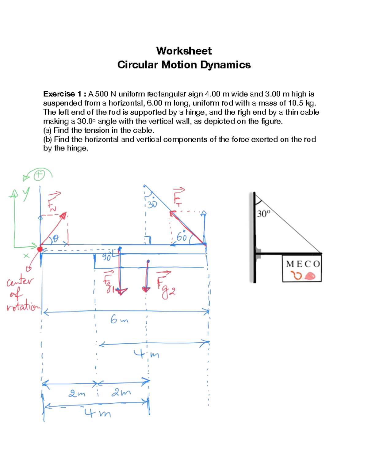 Worksheet 9: Circular Motion Dynamics Exercises and Solutions - Studocu