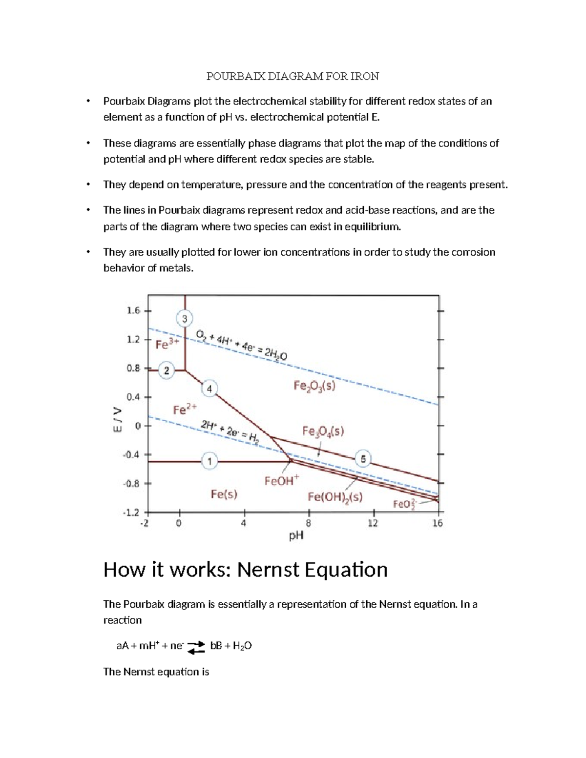 Pourbaix Diagram Analysis for Iron: Stability and Corrosion Insights
