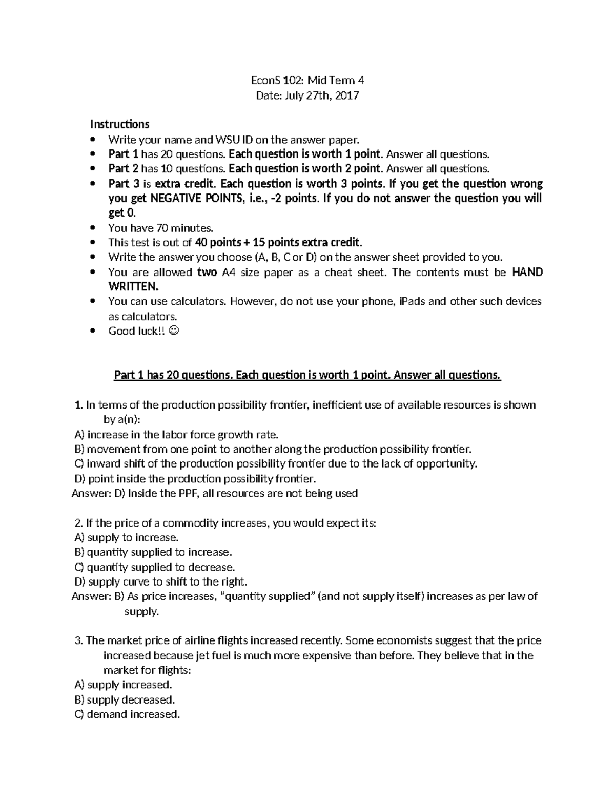 EconS 102: Midterm 4 Practice Test and Review Guide - Studocu