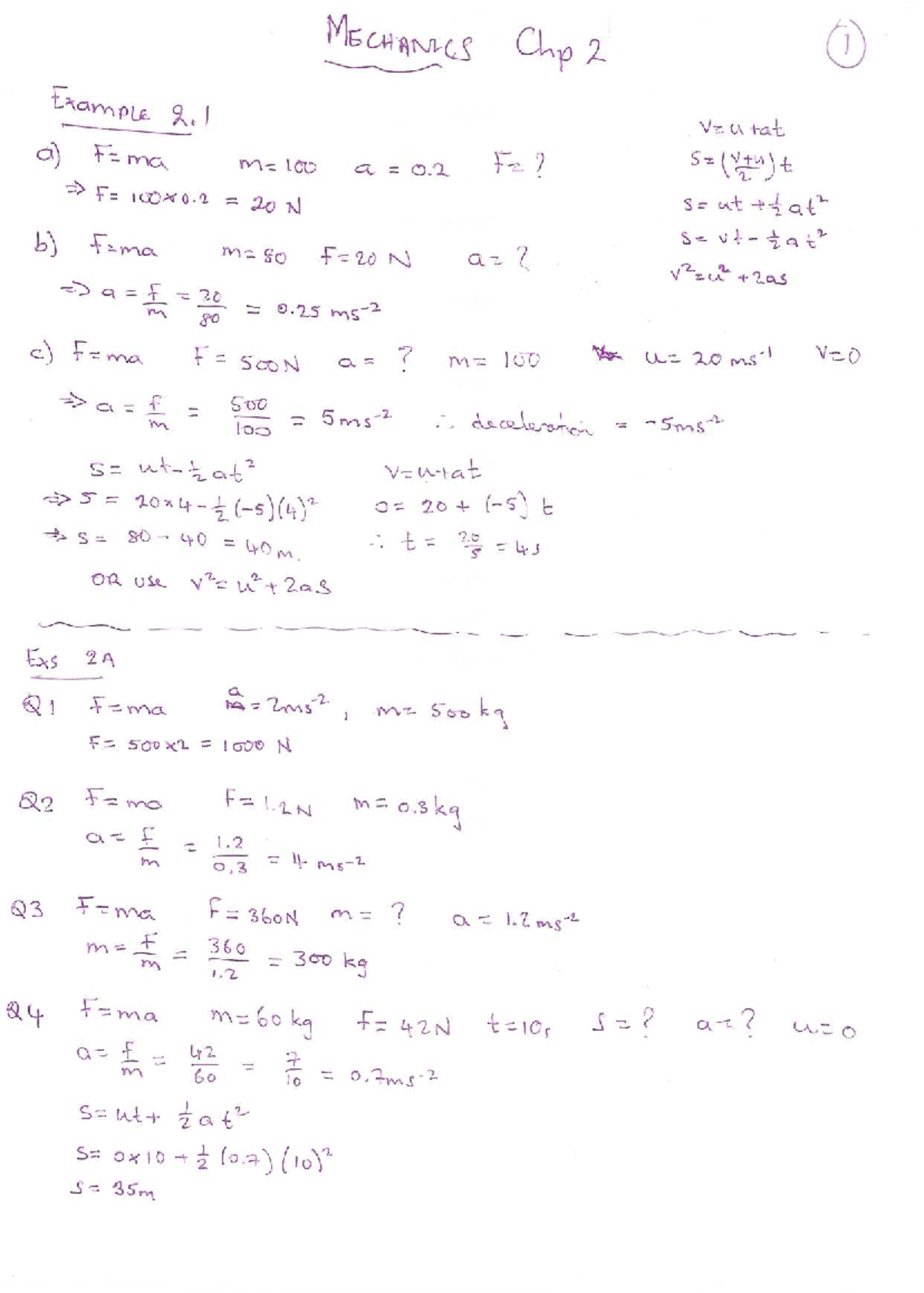 Mechanics Chp 2: Detailed Solutions and Examples - Studocu