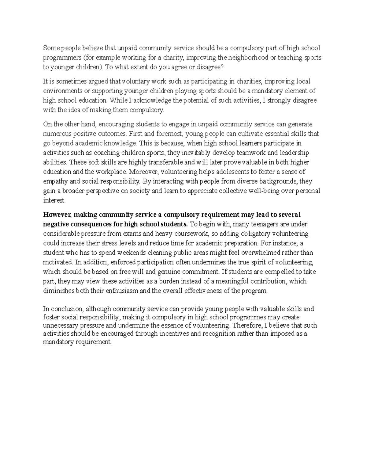 Compulsory Community Service in High School: A Critical Analysis - WT ...