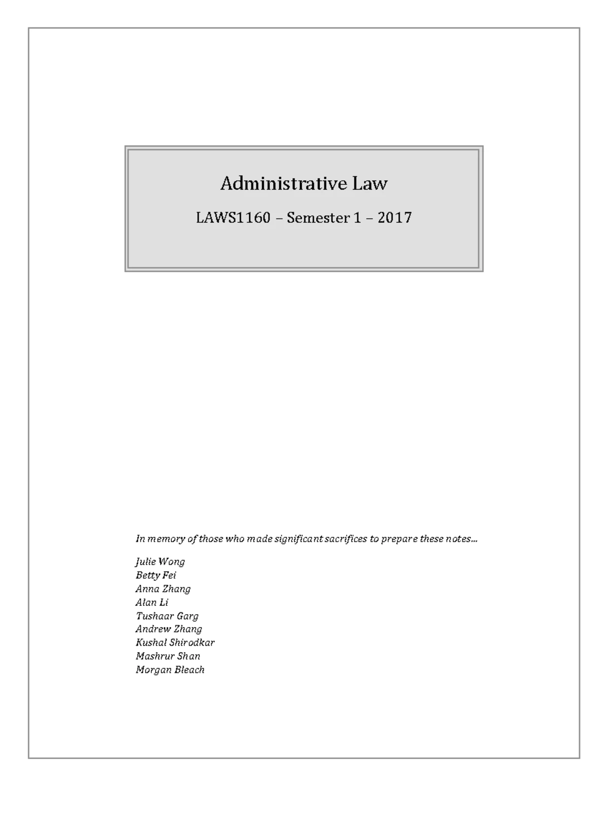 LAWS1160 Admin Law Final Exam Notes: Key Concepts & Jurisdiction - Studocu