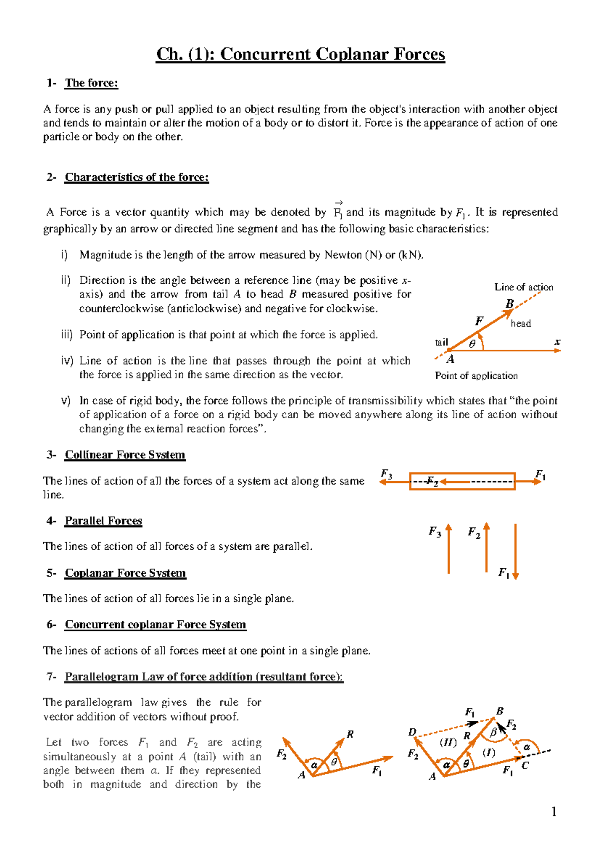 01. Concurrent Forces - Mechanics 1 - First Lecture - Ch. (1 ...