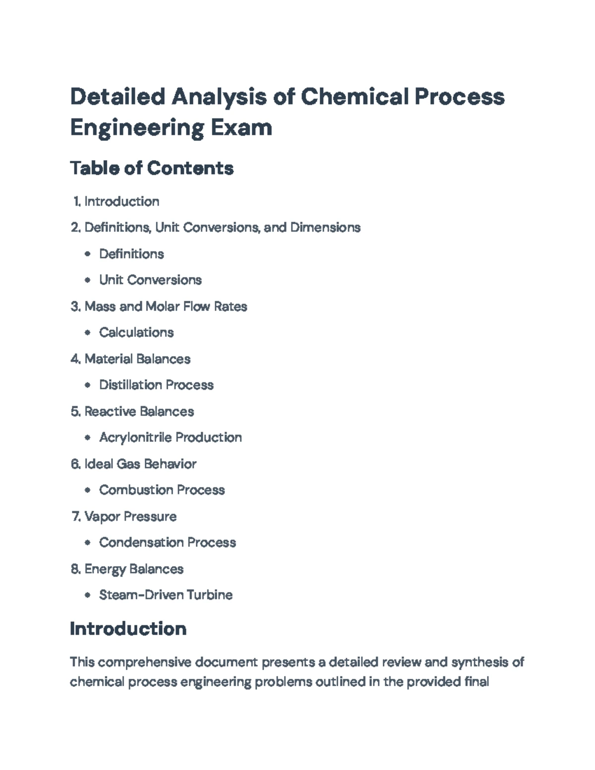 CHE 2310 Intro to Chemical Processes Final Exam Study Guide - Studocu