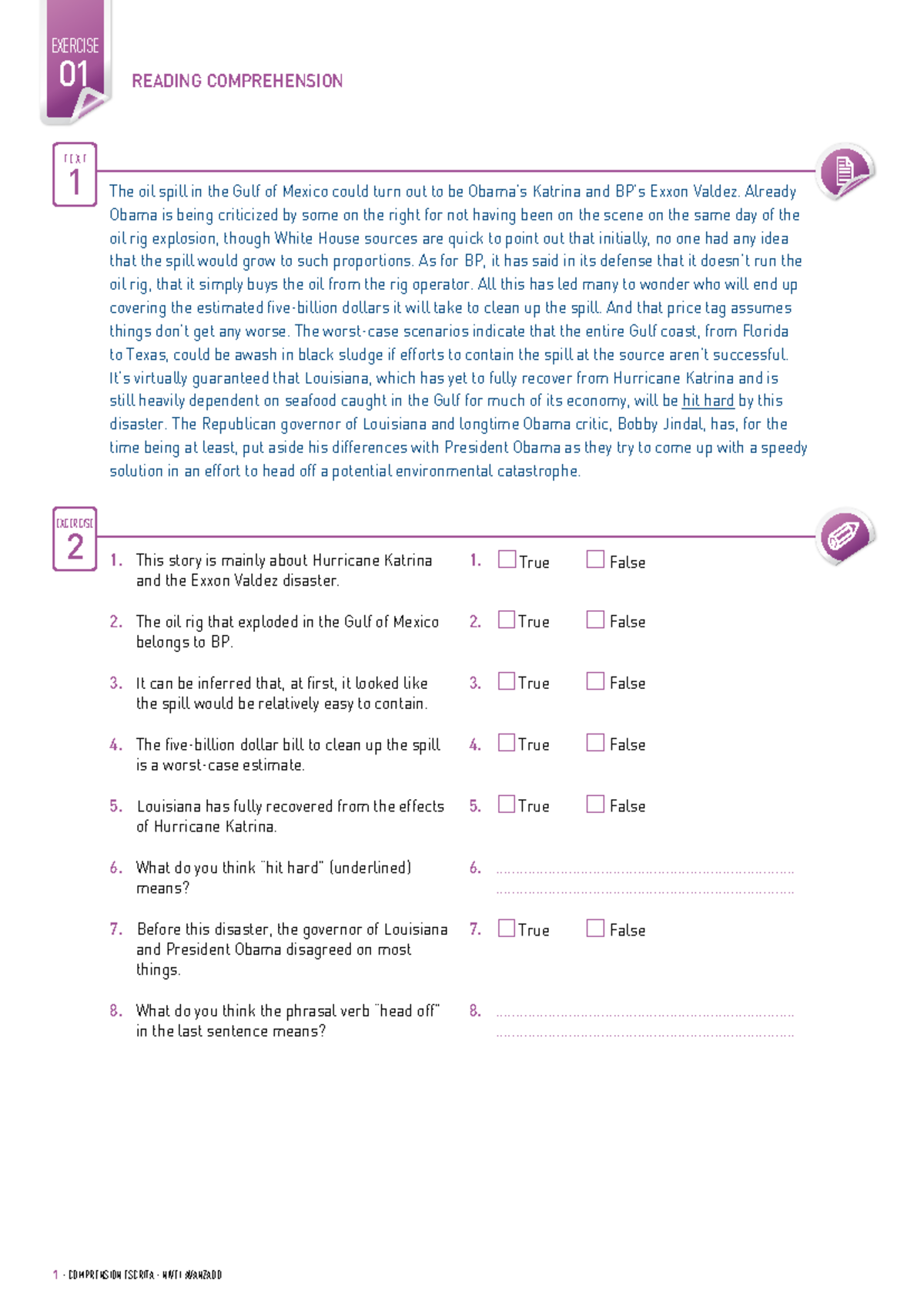 Advanced Reading Comprehension Exercises and Analysis - Studocu
