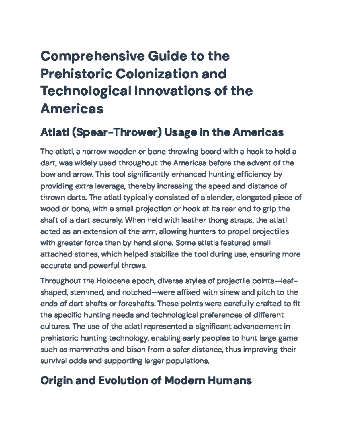 Exploring Migration Theories & Atlatl Innovations in the Americas - Studocu