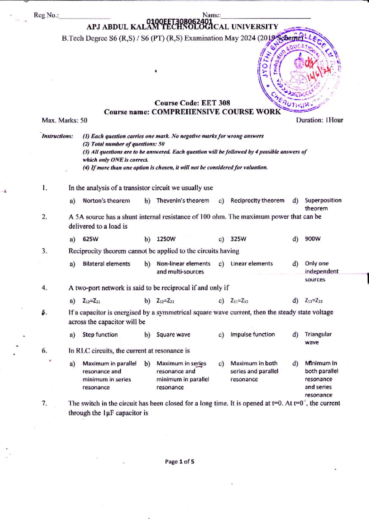 EET 308 Comprehensive Course Work Questions and Answers May 2024 - Studocu