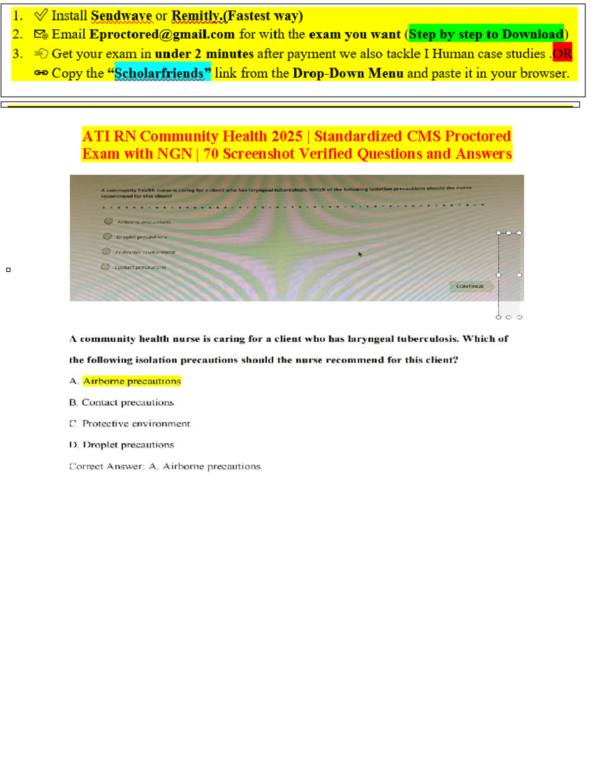 Actual ATI RN Community Health 2025 proctored exam with NGN – 70 ...