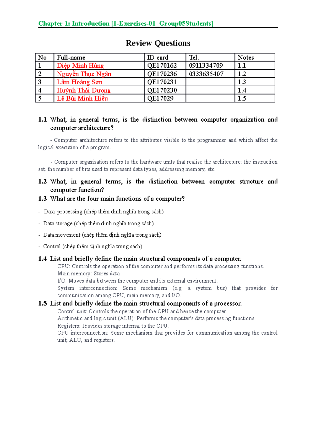 Su22 Chapter 01- Review Question - Problem-Intro - Chapter 1 ...