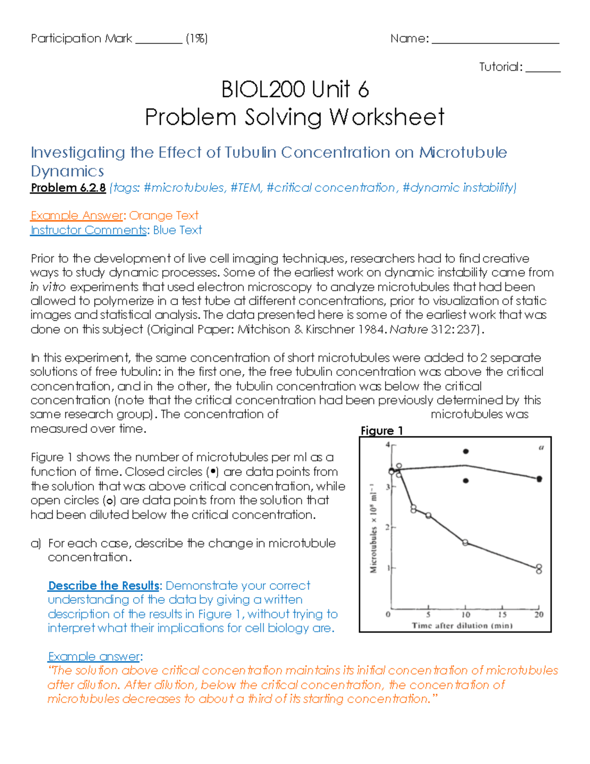 Tutorial 9 - Worksheet - Worked Example - Participation Mark ...