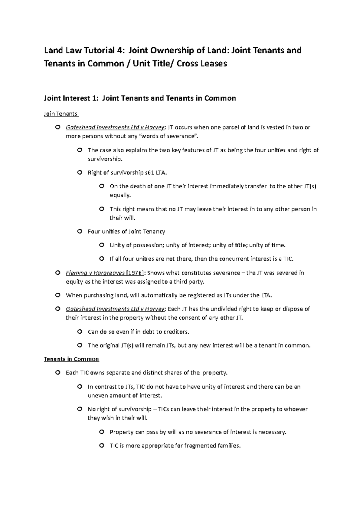 Land Law Tutorial 4: Understanding Joint Tenancy & Tenants in Common ...