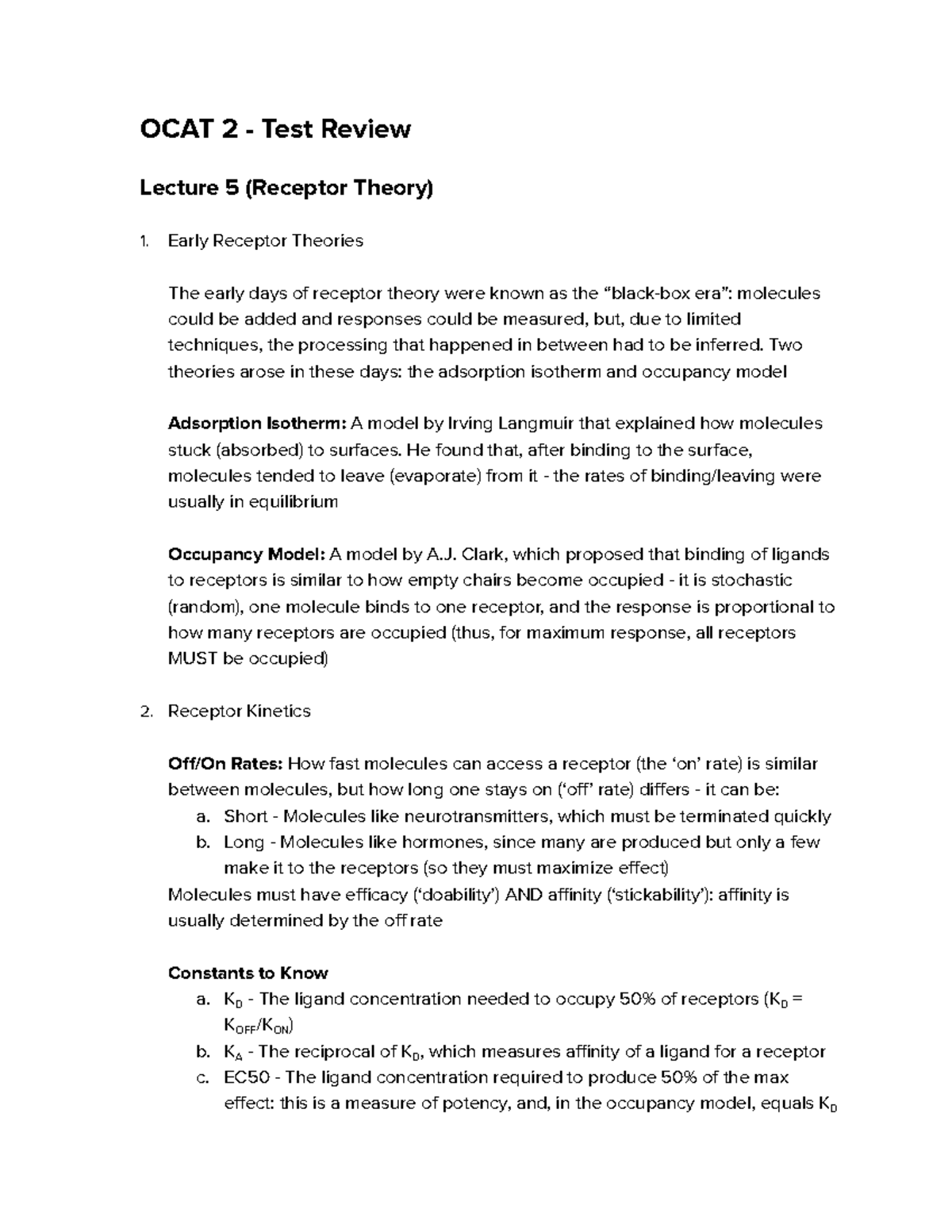 H Thsci 1I06 - OCAT 2 Comprehensive Test Review Notes - Studocu