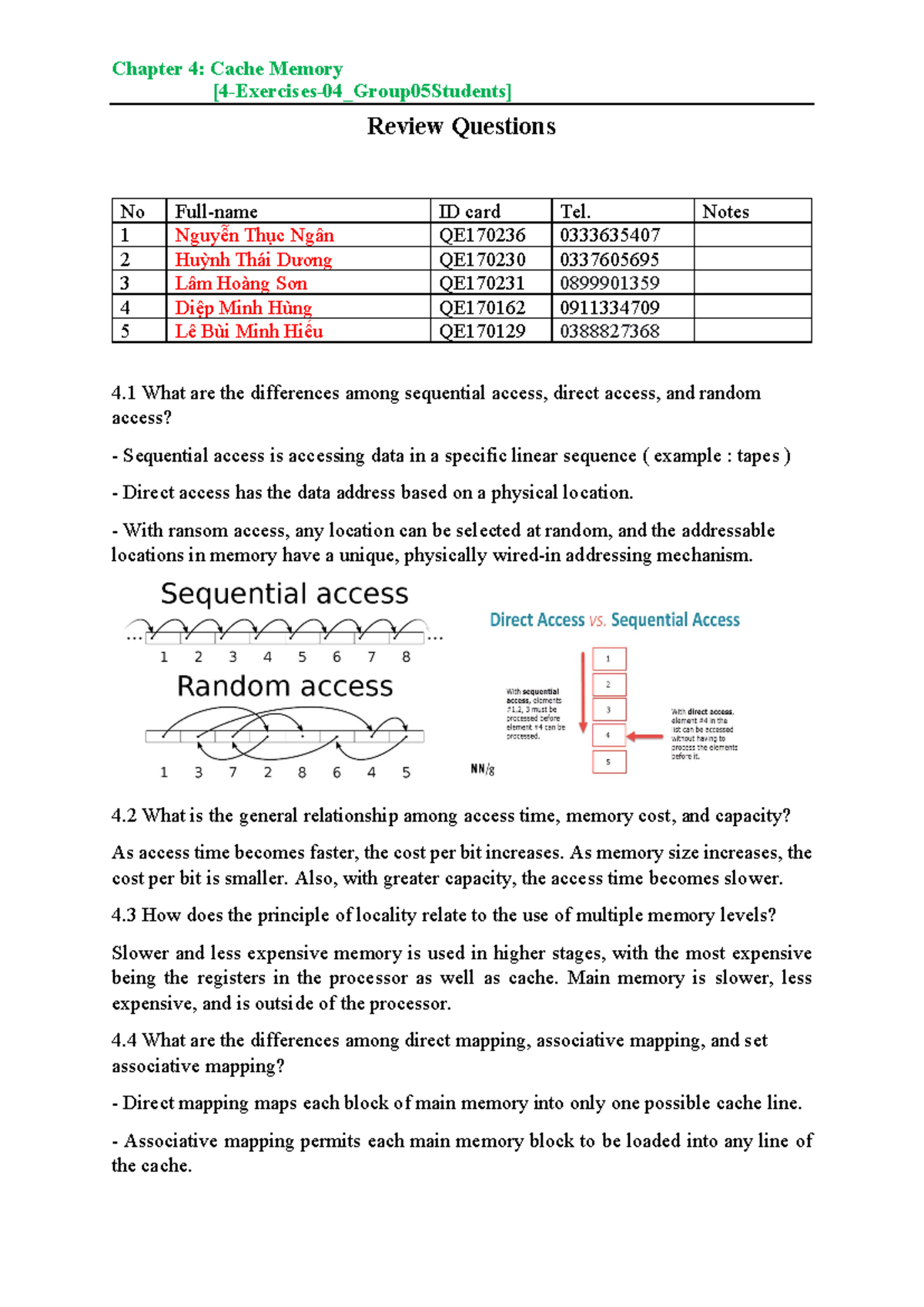 Abc - suprise - Chapter 4: Cache Memory [4-Exercises-04_Group05Students ...