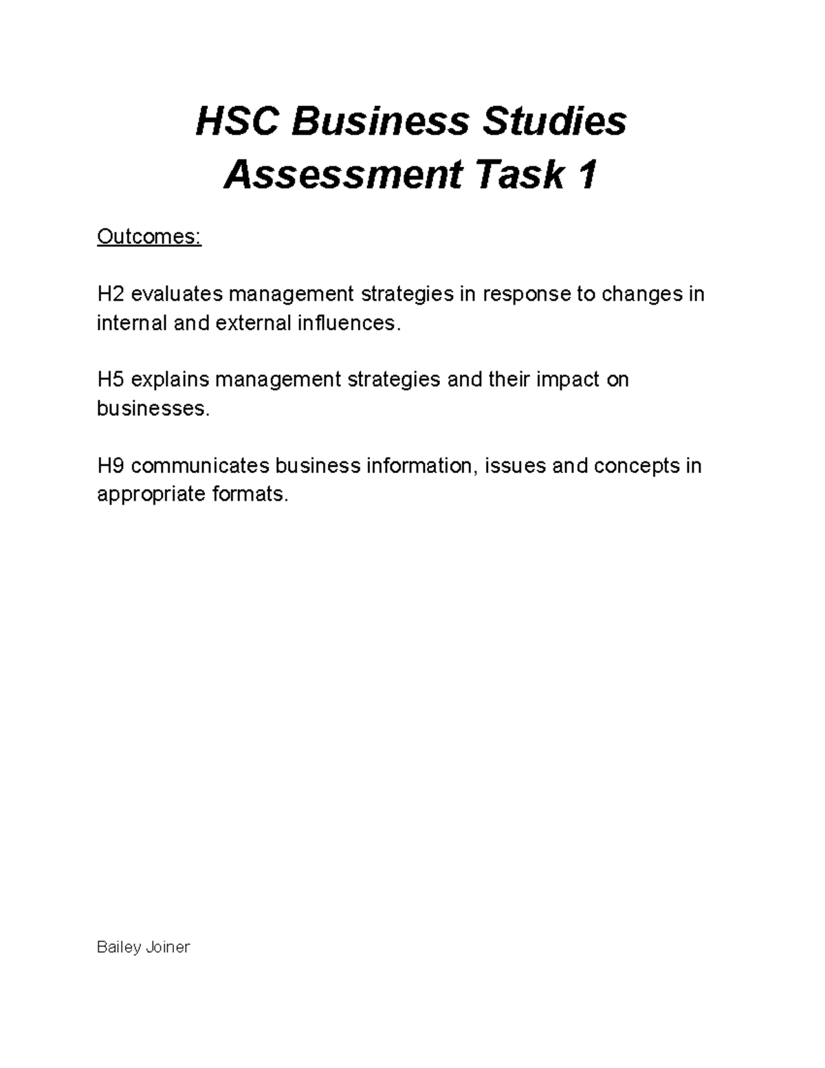 HSC Business Studies Assessment Task 1 - HSC Business Studies ...