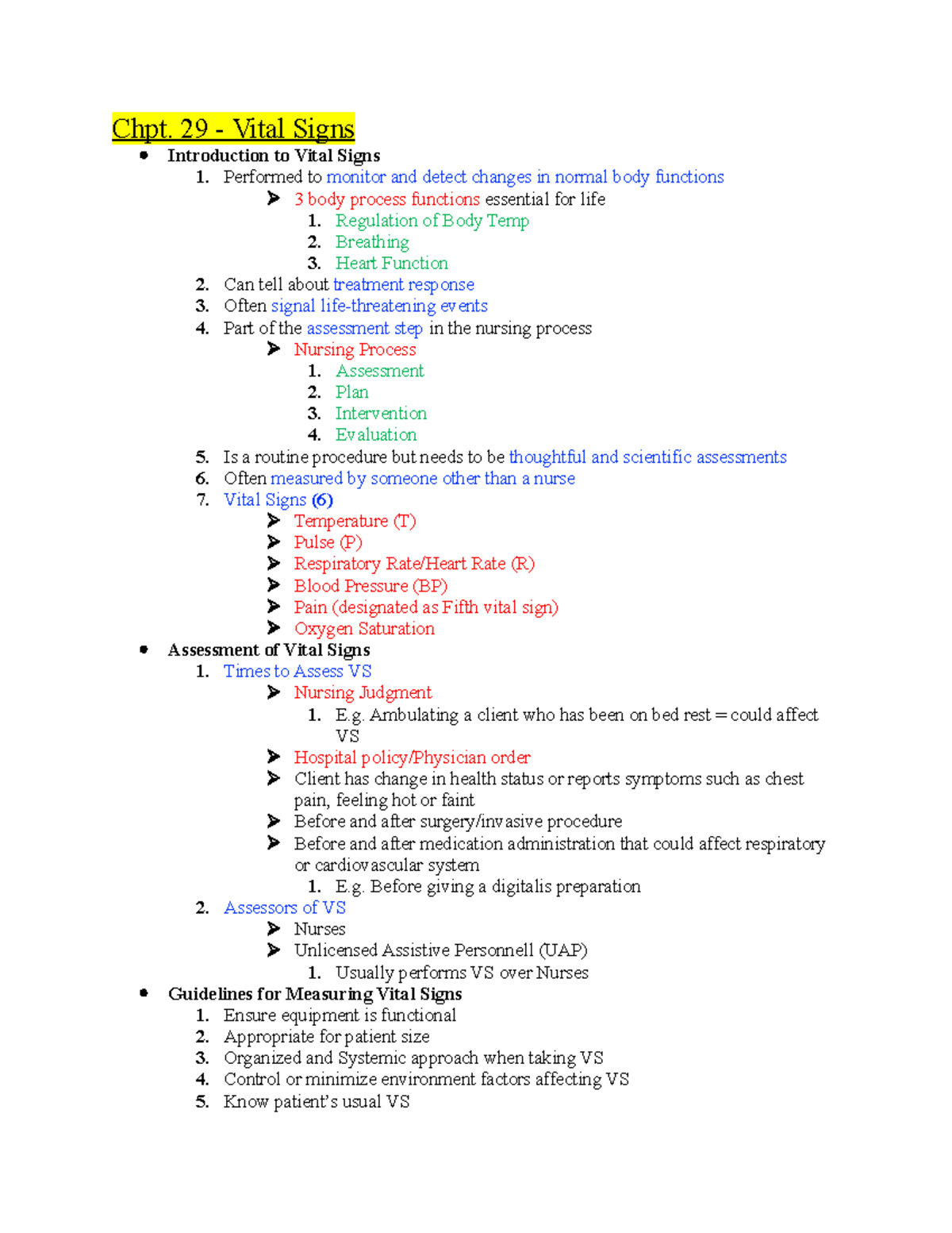 Chpt 29 Vital Signs: Key Nursing Assessment Notes for Health Monitoring ...