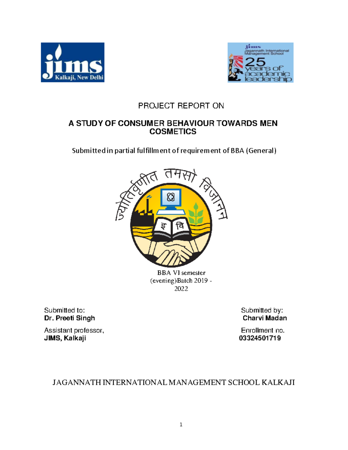 BBA VI Sem Project: Study on Consumer Behavior Towards Men's Cosmetics ...